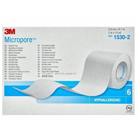 ESPARADRAPO DE PAPEL MICROPORE 3M  5cm x 9.1cm.  CAJA/6 UDS.