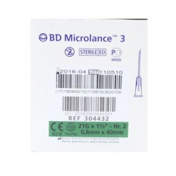 AGUJA 21G 1 1/2 (40 x 0,8)  (BD 304432 )  C/100 UDS